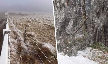 Hielo cubre paisajes de Huauchinango por Frente Frio