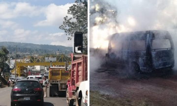 Manifestación de transportistas en Zacatlán