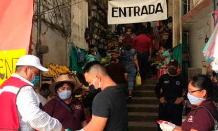 Ante 2 casos de COVID19 realizan acciones en mercado de Acatl&aacute;n