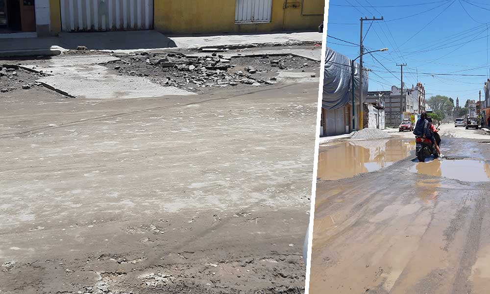 Calles de Texmelucan siguen encharcadas; piden agilizar construcción de colector pluvial