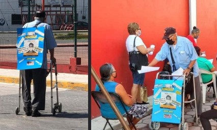 Abuelito promueve uso de cubrebocas en Chietla; "hay quienes queremos vivir más"