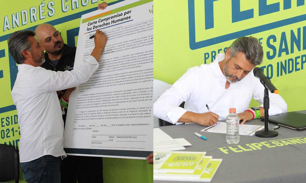 Firma Felipe Sandoval agenda ciudadana por los Derechos Humanos de la organización Voz Ciudadana