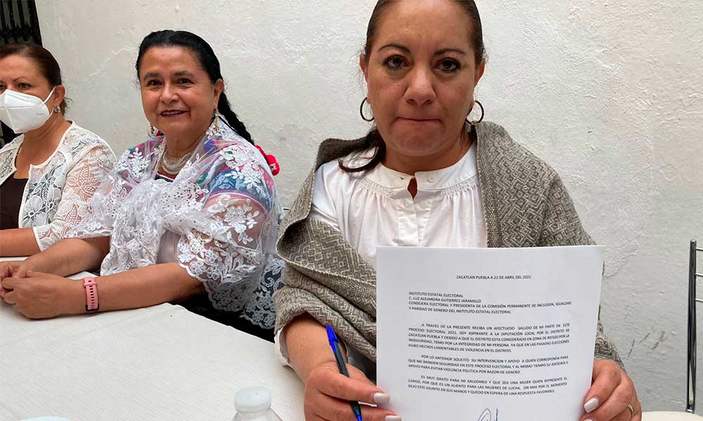 Paty Ramírez candidata del PSI pide apoyo al IEE para evitar violencia política de género en Zacatlán