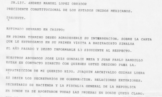 Mamá de El Chapo le escribe carta a AMLO