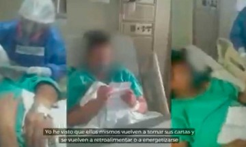 Enfermera entrega cartas para animar a pacientes con COVID-19