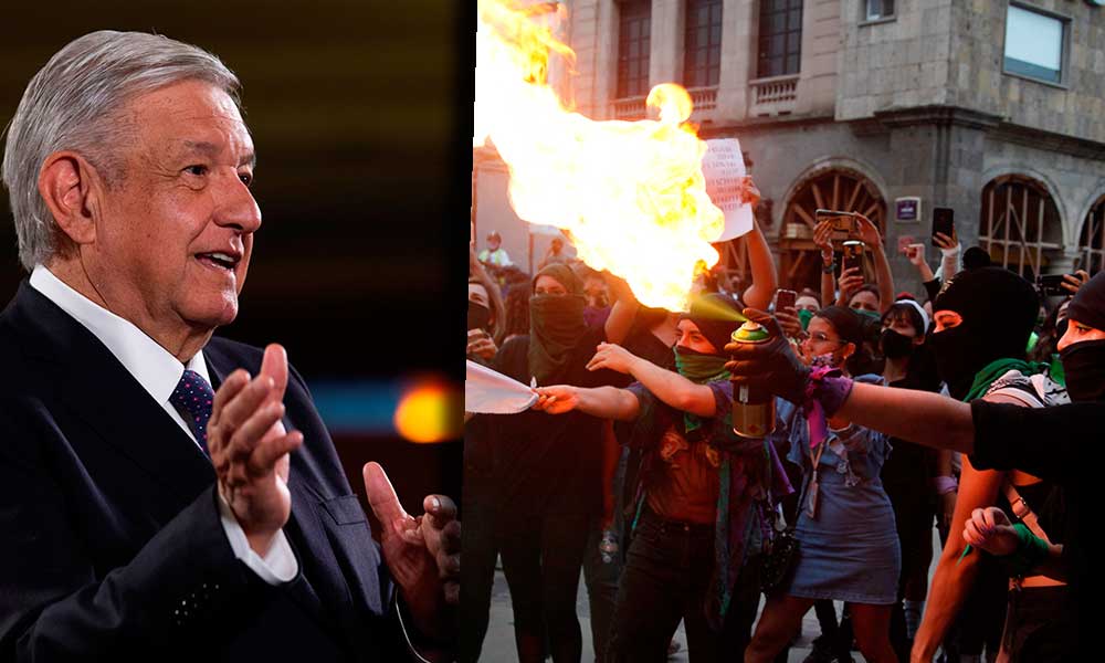 López Obrador respalda movimiento feminista, pero “no estoy de acuerdo con la violencia”