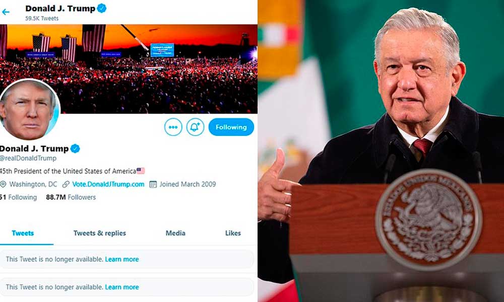 López Obrador critica a Twitter y Facebook por "censurar" a Trump