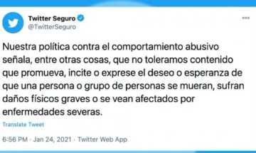 Twitter lanza aviso a usuarios que desearon la muerte de AMLO