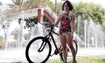 Realizan Sexta Rodada Ciclonudista en Puebla