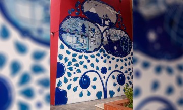 Crea United Airlines mural que conecta Puebla con EU