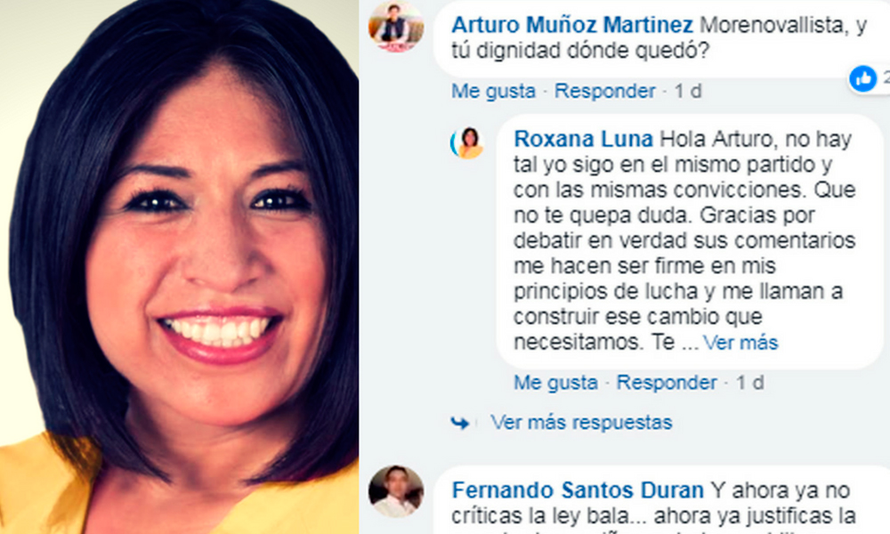 Usuarios de Facebook señalan a Roxana Luna como morenovallista