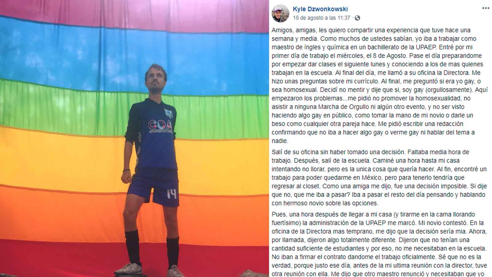 Maestro denuncia discriminación en UPAEP por ser gay