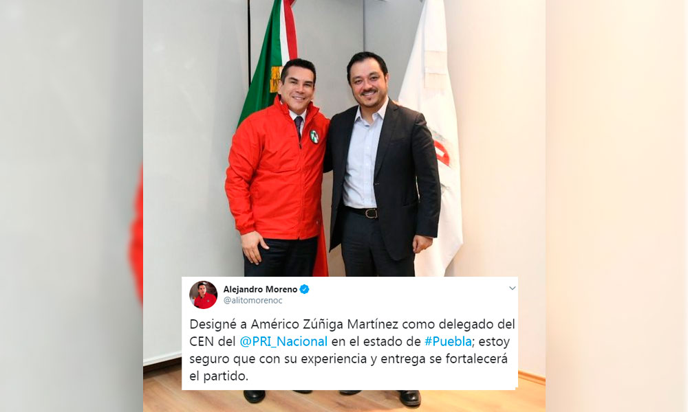 Américo Zúñiga, nuevo delegado del PRI en Puebla