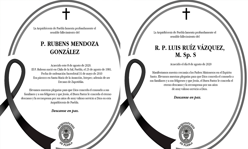 Mueren dos sacerdotes más por COVID-19 en Puebla