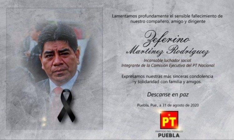 Confirman fallecimiento del dirigente del PT, Zeferino Martínez; sería por Covid