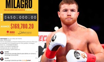 Canelo dona 280 mil a asociación poblana para niños con cáncer