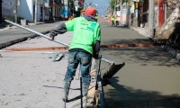 Gobierno de Puebla capital rehabilita con concreto hidráulico vialidad en la Romero Vargas