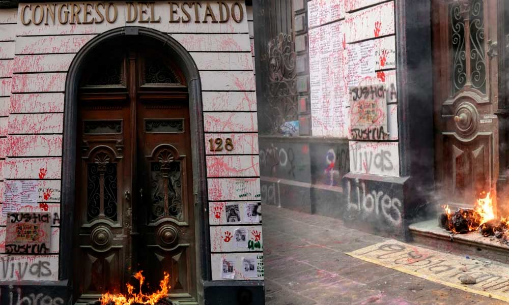 Congreso denunciará por autos destrozados y fachadas quemadas tras marcha #8M en Puebla