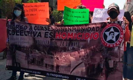 Estudiantes de la FNERRR se manifestaron para exigir un regreso seguro a clases 