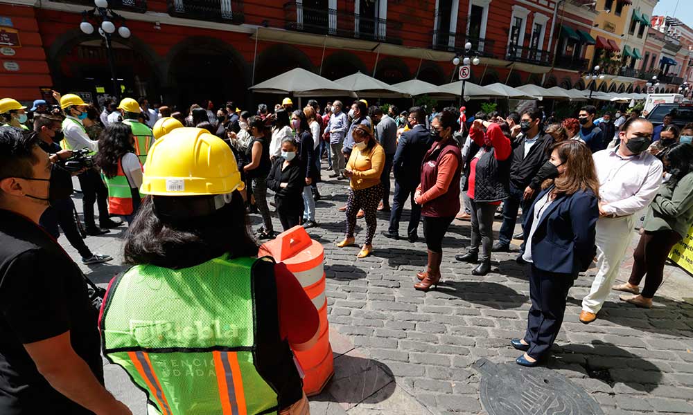 Reporta PC municipal saldo blanco en edificios del Centro Histórico de Puebla tras sismo 