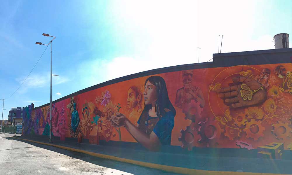 Crean “De la Esperanza al Porvenir”, un mural que plasma “la fe” ante el Covid-19 en Puebla