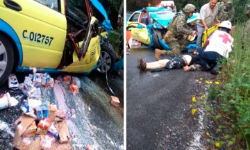 Aparatoso accidente deja daños materiales en la México-Tuxpan