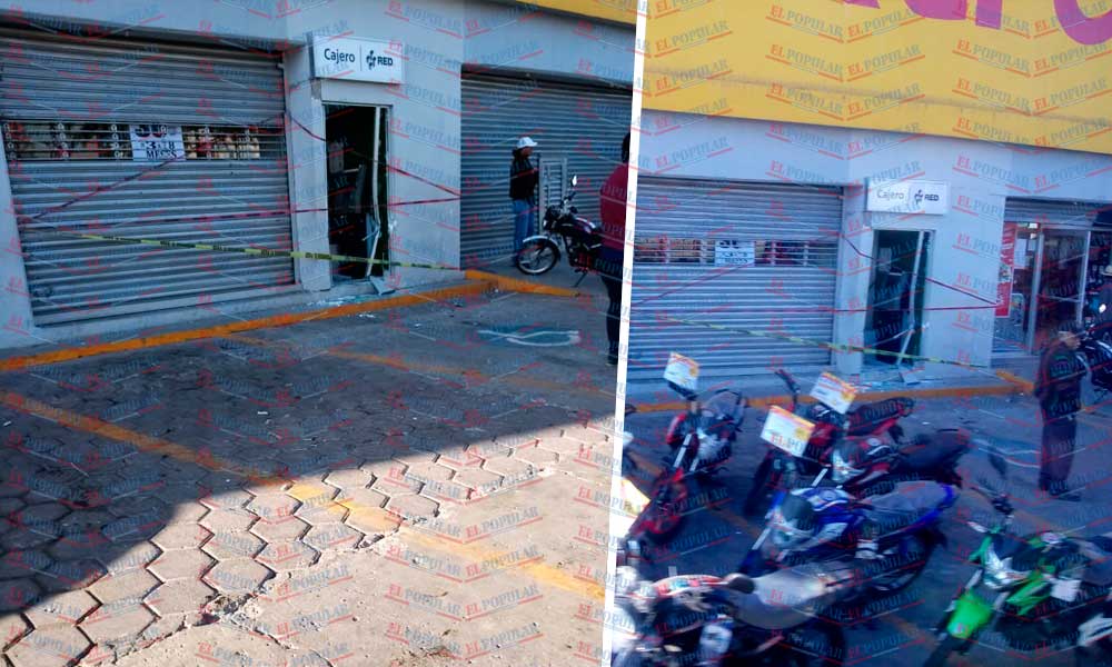 Destrozan Banco Azteca en intento de robo de cajero y caja fuerte