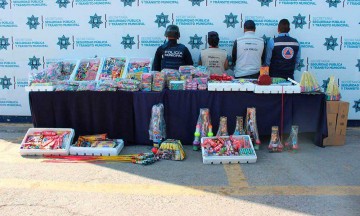 Decomisan 115 kilos de pirotecnia en operativo de Mercado Zapata