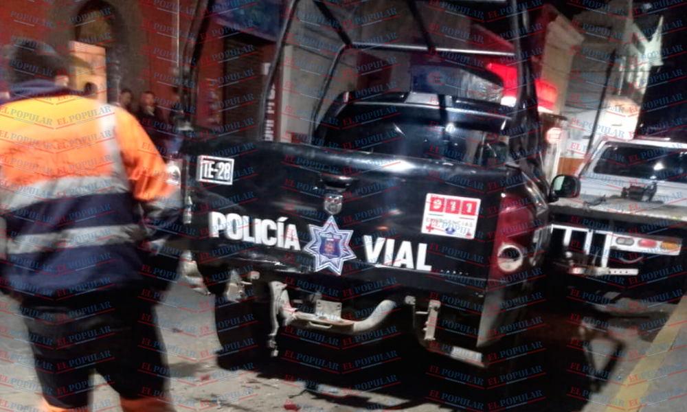Por falla mecánica, choca patrulla en Puebla-Tehuacán 