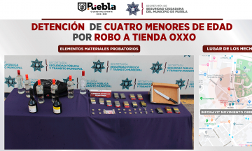 Detienen a cuatro menores por robo a tienda de la cadena Oxxo 