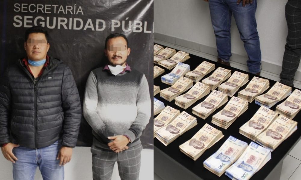 Dos hombres fueron detenidos en Palmar de Bravo con más de 3 mdp en efectivo