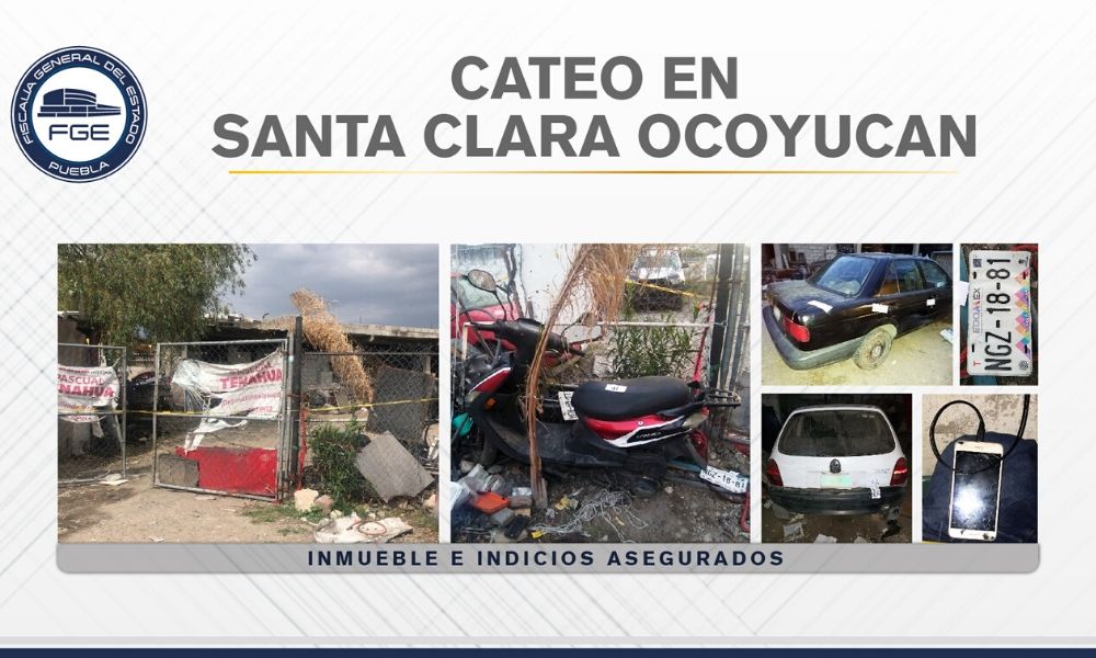 Catean inmuebles en Ocoyucan y aseguran varios vehículos