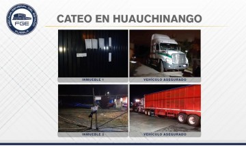 Fiscalía catea inmuebles en Huauchinango; recupera tractocamión