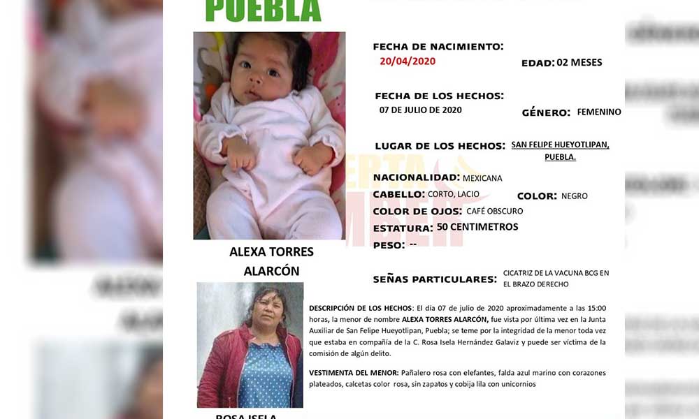¡Ayúdanos a encontrarla! Alexa Torres, de 2 meses, está desaparecida