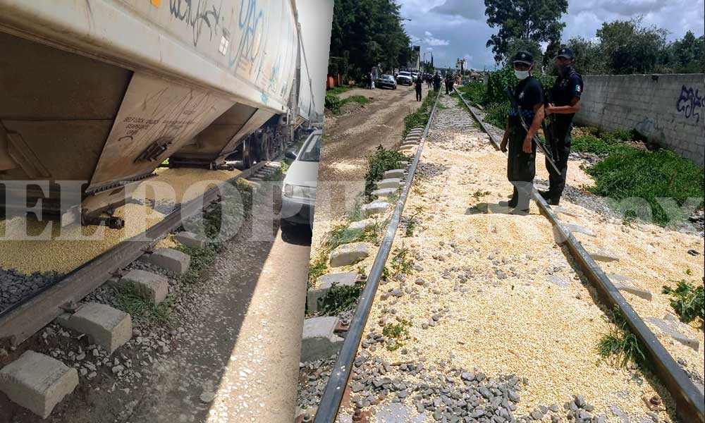 En Xochimehuacan intentaron vaciar tren de granos; hay dos detenidos