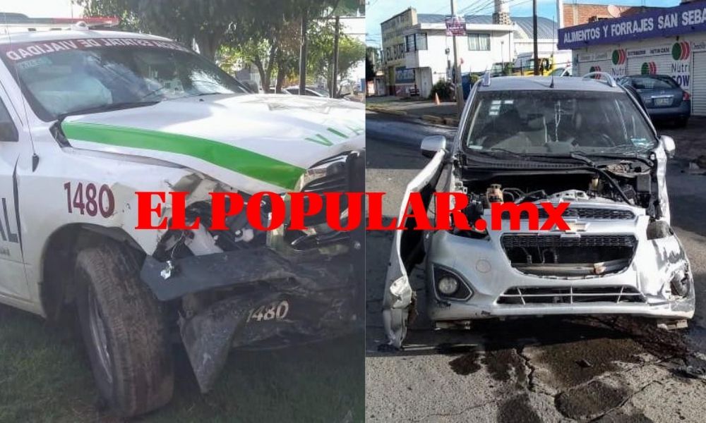 Choque de patrulla estatal y auto deja heridos en San Pedro Cholula