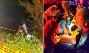 El hombre cayó a la barranca de 20 metros de altura. 