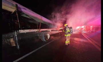 Conductor termina calcinado tras accidente vial en la Amozoc-Perote