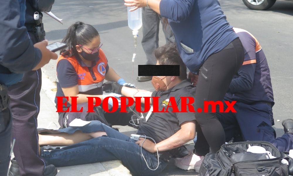 Hombre de la tercera edad resulta herido al ser impactado por moto frente a la presidencia auxiliar de San Baltazar Camp