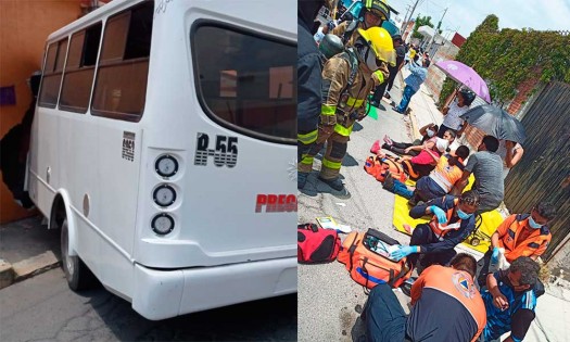 Ruta se impacta contra casa dejando nueve lesionados en la colonia Tres Cruces