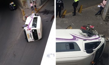 Volcadura de transporte público provoca cierre de circulación en CAPU