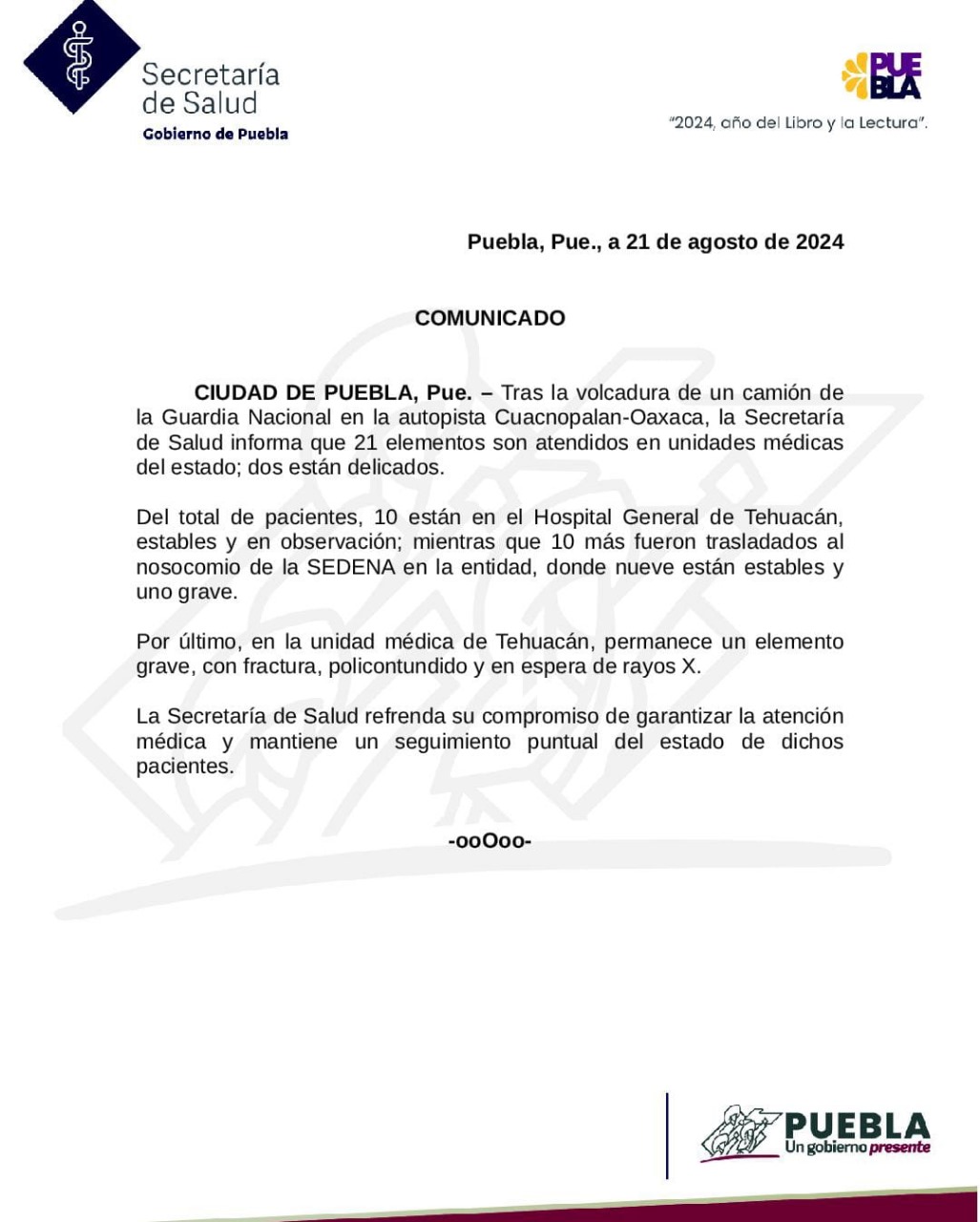 Comunicado de Secretaría de Salud