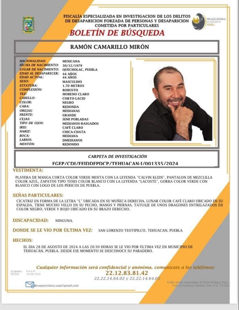 Boletín de búsqueda Ramon Camarilla