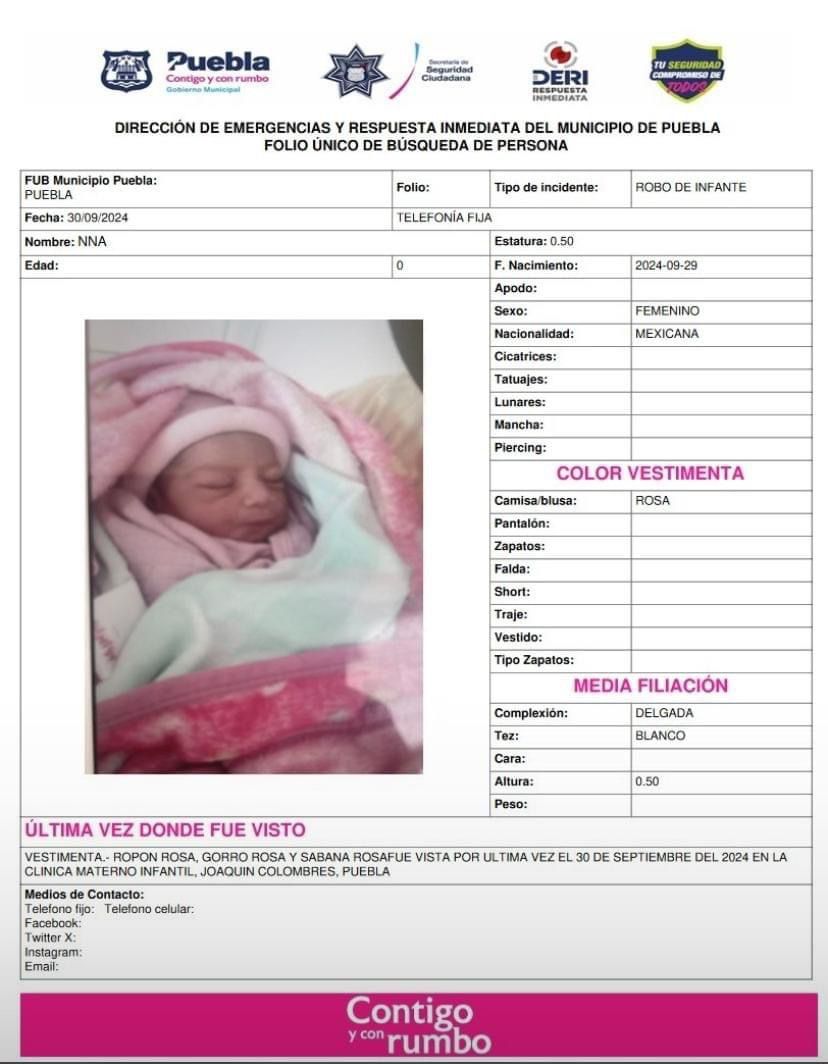 Boletín de busqueda bebé