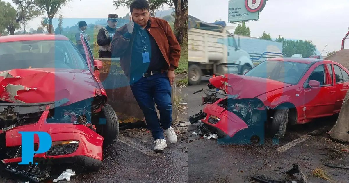 Presunto agente del Ministerio Público protagoniza accidente en la autopista México-Puebla