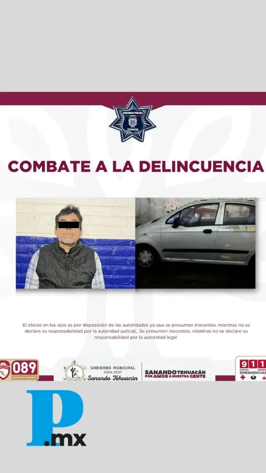 Gobierno de Tehuacán recupera automóvil con reporte de robo y presenta a presunto responsable ante la FGE