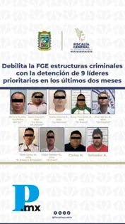 Debilita la FGE estructuras criminales con la detención de 9 líderes prioritarios en los últimos dos meses