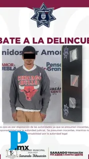Policía Municipal de Tehuacán detiene a sujeto con 16 dosis de cristal en la colonia Observatorio