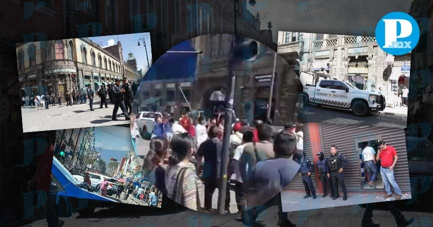Así fue la pelea entre ambulantes y autoridades en el centro de Puebla