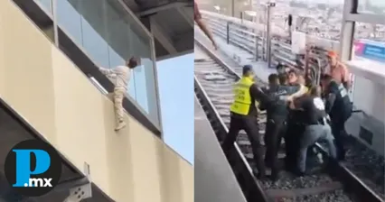 Elementos de seguridad y emergencias evitaron que un joven saltara al vacío en el Metro de la CDMX.